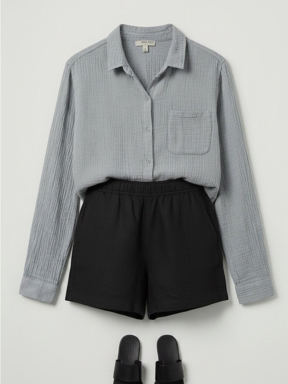 Anne Klein Light Gray Blue Button-Front Shirt